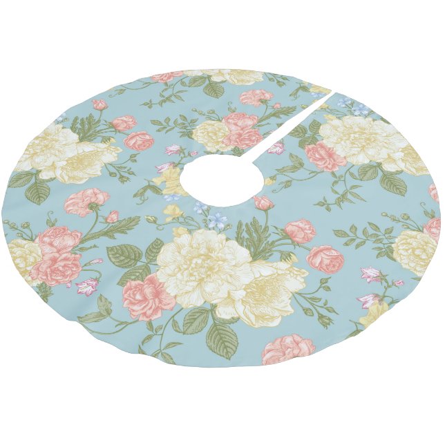 Jupon De Sapin En Polyester Brossé Jardin Peony motif floral (Angle)