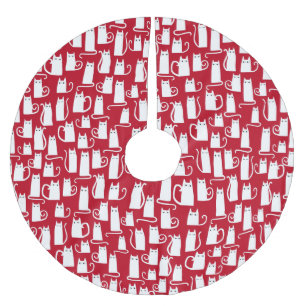 Jupon De Sapin En Polyester Brossé Joli chat rouge et blanc