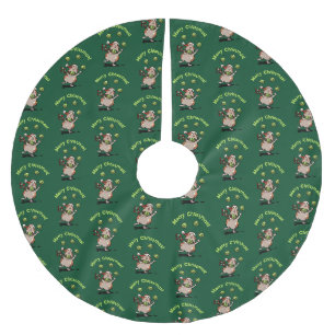 Jupon De Sapin En Polyester Brossé Joli cochon d'Inde Joyeux Noël ! Motif jongleur