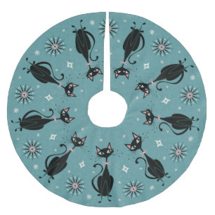 Jupon De Sapin En Polyester Brossé Joli Kitty rétro sur Cadet Blue