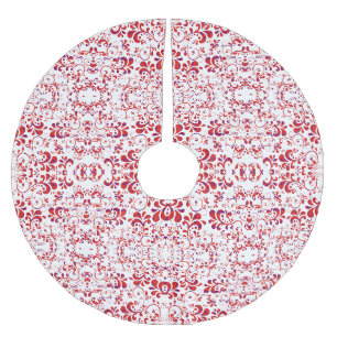 Jupon De Sapin En Polyester Brossé Joli motif floral rouge blanc