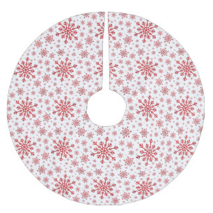 Jupon De Sapin En Polyester Brossé Joli Noël rouge Flammes de neige sur le Blanc d'hi