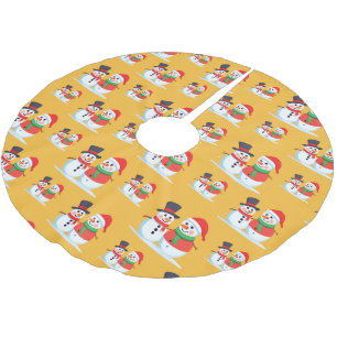 Jupon De Sapin En Polyester Brossé Joli Noël Snowman Xmas arbre Motif
