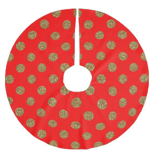 Jupon De Sapin En Polyester Brossé Joli Red Gold Parties scintillant points Motif Noë