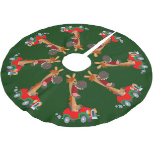 Jupon De Sapin En Polyester Brossé Joli Tapis de Noël Animé Cheval Motorisé