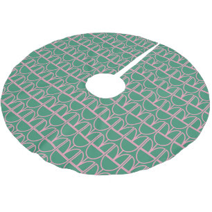 Jupon De Sapin En Polyester Brossé Joli vert rose Abstrait Floral Line Motif d'art