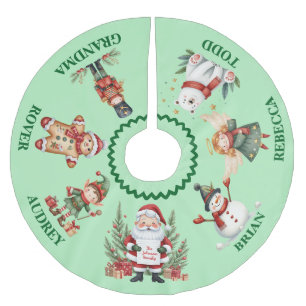 Jupon De Sapin En Polyester Brossé Jolie jupe d'arbre de Noël avec des noms