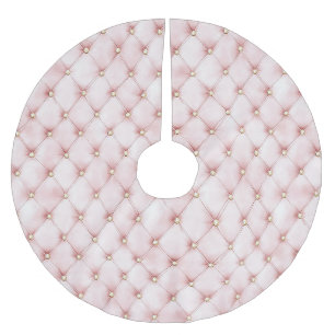Jupon De Sapin En Polyester Brossé Jolis carrés de Noël en or rose