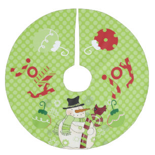 Jupon De Sapin En Polyester Brossé Jolly et Joy Snowman Holiday Tree Skirt