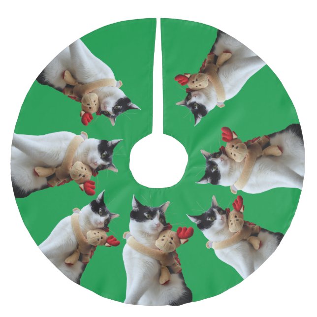 Jupon De Sapin En Polyester Brossé Jouet de Noël blanc et noir (Devant)