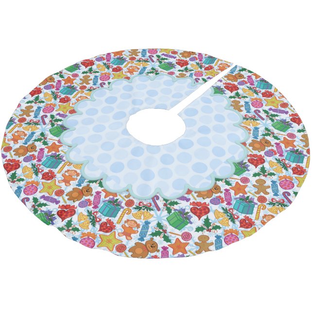 Jupon De Sapin En Polyester Brossé Jouets et Traitements Treeskirt de Noël (Angle)