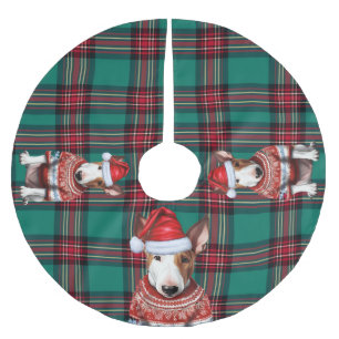 Jupon De Sapin En Polyester Brossé Jour de Noël du Chien de Terrier Taureau