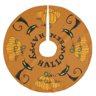 Jupon De Sapin En Polyester Brossé Joyeuse jupe d'arbre d'Halloween