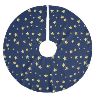 Jupon De Sapin En Polyester Brossé Joyeuses Etoiles d'or de Noël sur Arrière - plan b
