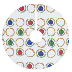 Jupon De Sapin En Polyester Brossé Joyeuses fêtes Notre premier Noël rouge bleu