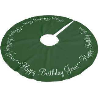 Jupon De Sapin En Polyester Brossé Joyeux anniversaire vert Jésus