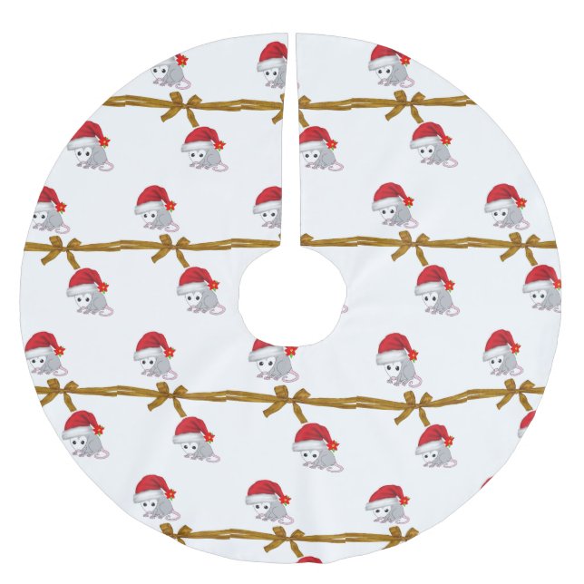 Jupon De Sapin En Polyester Brossé Joyeux arbre de Noël Jupe Opossum (Devant)