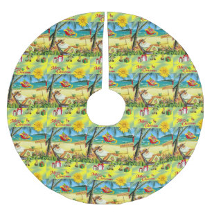 Jupon De Sapin En Polyester Brossé Joyeux arbre de Noël Skirt Beach Bum Santa Claus