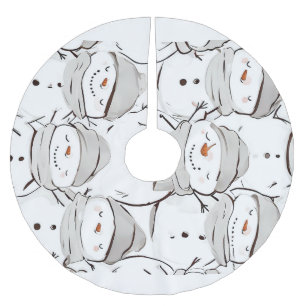 Jupon De Sapin En Polyester Brossé Joyeux bonhomme de neige