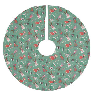 Jupon De Sapin En Polyester Brossé Joyeux Buldogs français de Noël