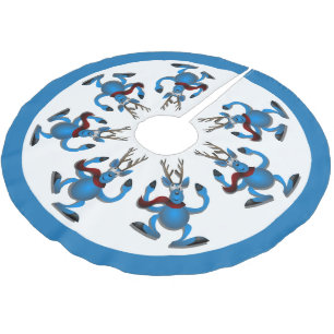 Jupon De Sapin En Polyester Brossé Joyeux Jour De Reindeer Dansant