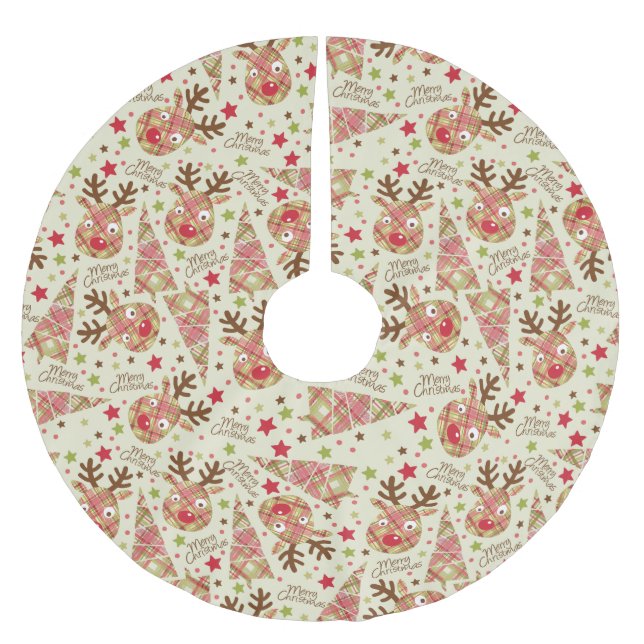 Jupon De Sapin En Polyester Brossé Joyeux Noël à la maison (Devant)