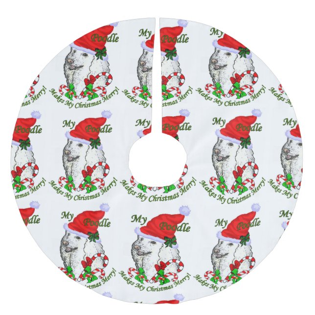 Jupon De Sapin En Polyester Brossé Joyeux Noël de caniche (Devant)