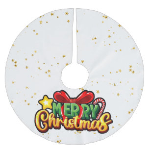 Jupon De Sapin En Polyester Brossé Joyeux Noël Joyeux Noël Joyeux Noël Rouge Vert Fêt