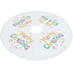 Jupon De Sapin En Polyester Brossé Joyeux Noël lumineux et frais