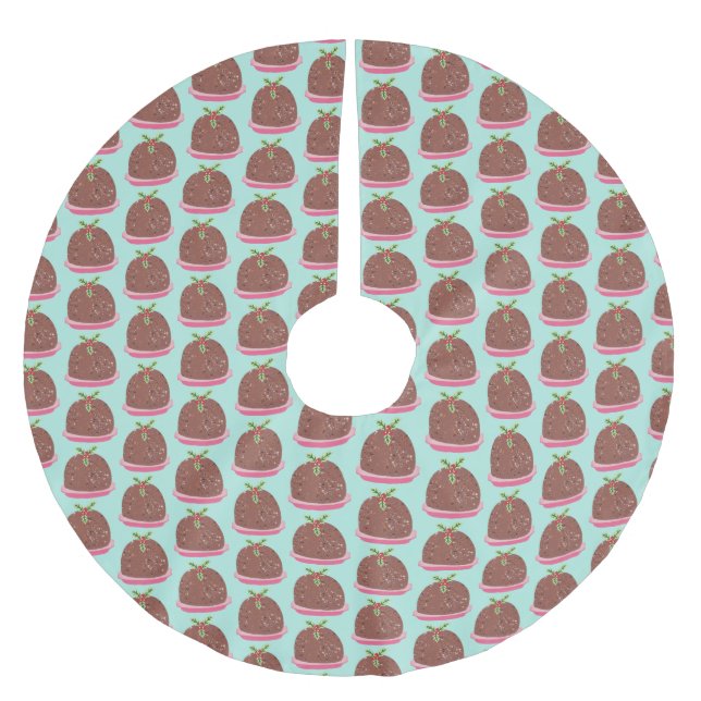 Jupon De Sapin En Polyester Brossé Joyeux Noël Moderne Pudding Illustration (Devant)