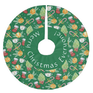 Jupon De Sapin En Polyester Brossé Joyeux Noël Tout le monde Jupe d'arbre