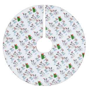 Jupon De Sapin En Polyester Brossé Joyeux pingouin en jupe de Noël