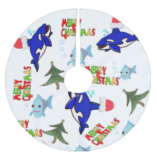 Jupon De Sapin En Polyester Brossé Joyeux sapin de Noël Jupe requin poisson