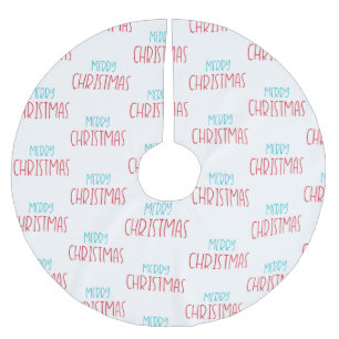 Jupon De Sapin En Polyester Brossé Joyeux texte de Noël moderne