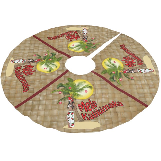 Jupon De Sapin En Polyester Brossé Jupe 2 d'arbre de Noël de Pin- Mele Kalikimaka (Angle)