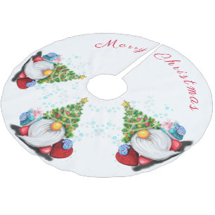 Jupon De Sapin En Polyester Brossé Jupe Arbre De Noël Gnomes Avec Cadeaux Pour Vous