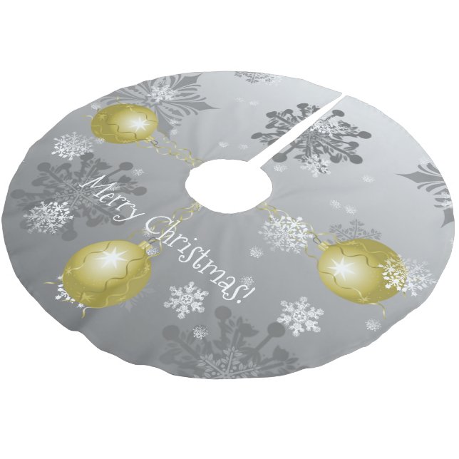 Jupon De Sapin En Polyester Brossé Jupe Arbre de Noël Gold Fancy (Angle)