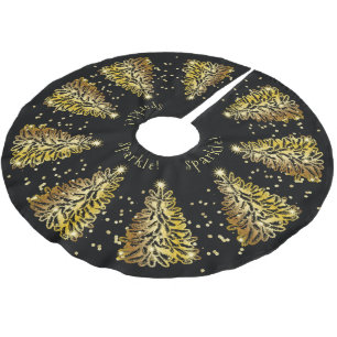 Jupon De Sapin En Polyester Brossé Jupe Arbre de Noël Golden Sparkle