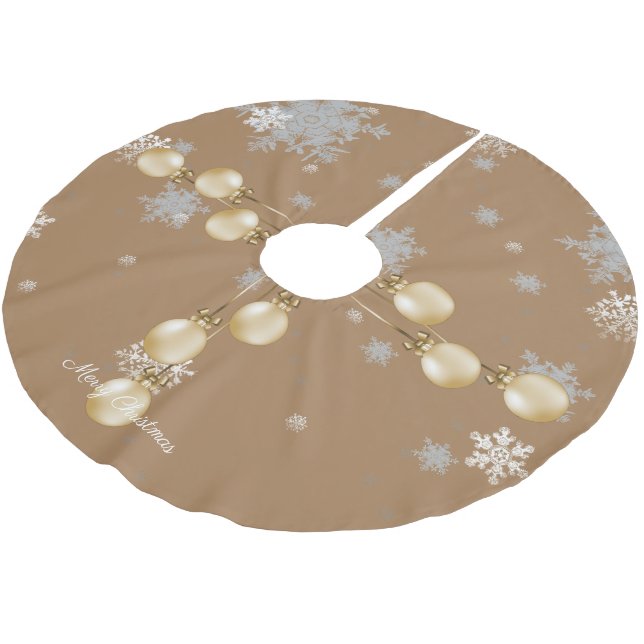 Jupon De Sapin En Polyester Brossé Jupe Arbre de Noël Or (Angle)