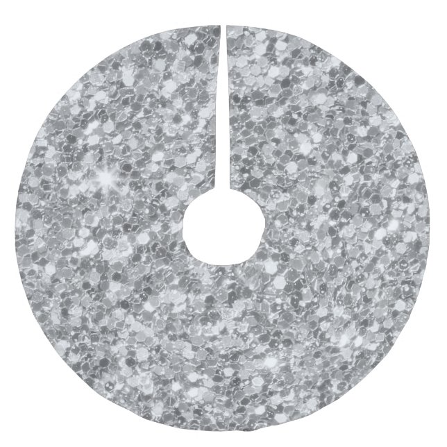 Jupon De Sapin En Polyester Brossé Jupe Arbre Parties scintillant gris argent (Devant)