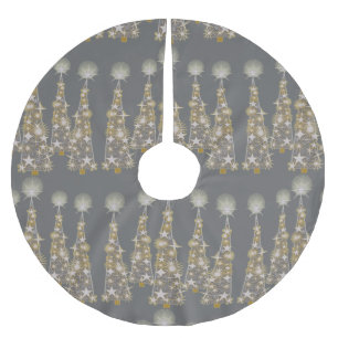 Jupon De Sapin En Polyester Brossé Jupe argentée et d'or d'arbres de Noël