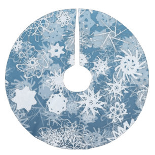 Jupon De Sapin En Polyester Brossé Jupe bleue d'arbre de flocon de neige