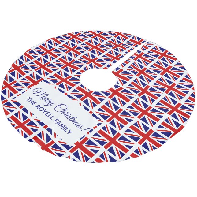 Jupon De Sapin En Polyester Brossé Jupe britannique d'arbre de Noël de drapeau (Angle)