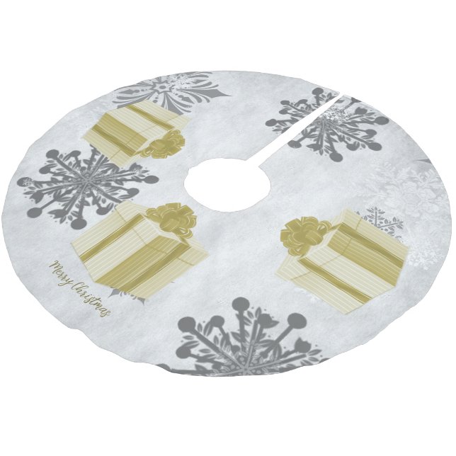 Jupon De Sapin En Polyester Brossé Jupe cadeau de Noël en or (Angle)
