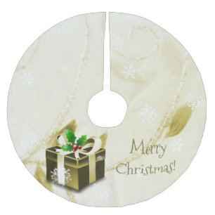Jupon De Sapin En Polyester Brossé Jupe cadeau de Noël en or
