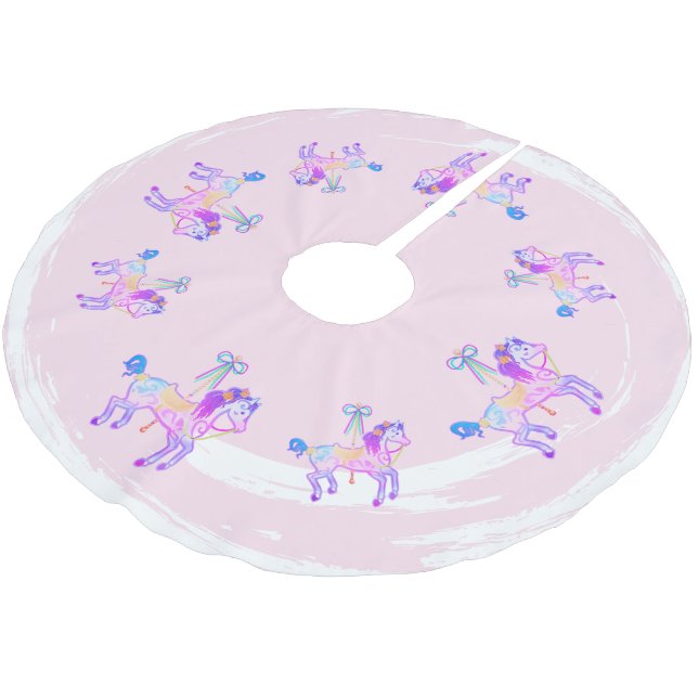 Jupon De Sapin En Polyester Brossé Jupe carousel Pony (Angle)