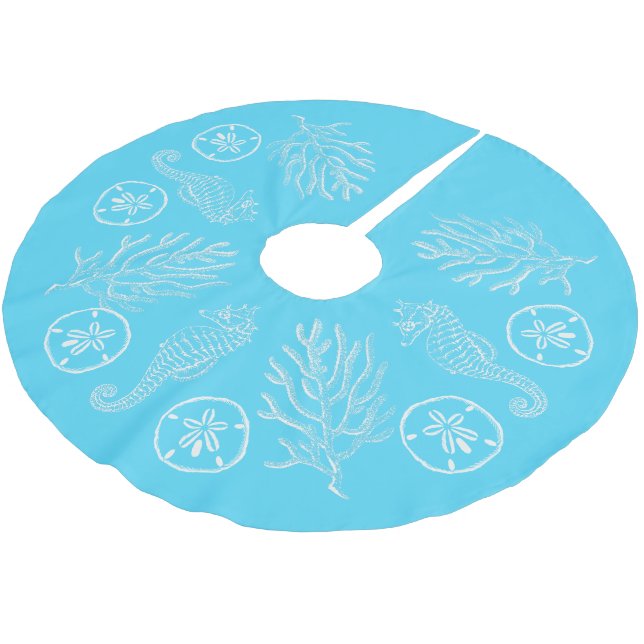 Jupon De Sapin En Polyester Brossé Jupe côtière de coquillage de Noël (Angle)