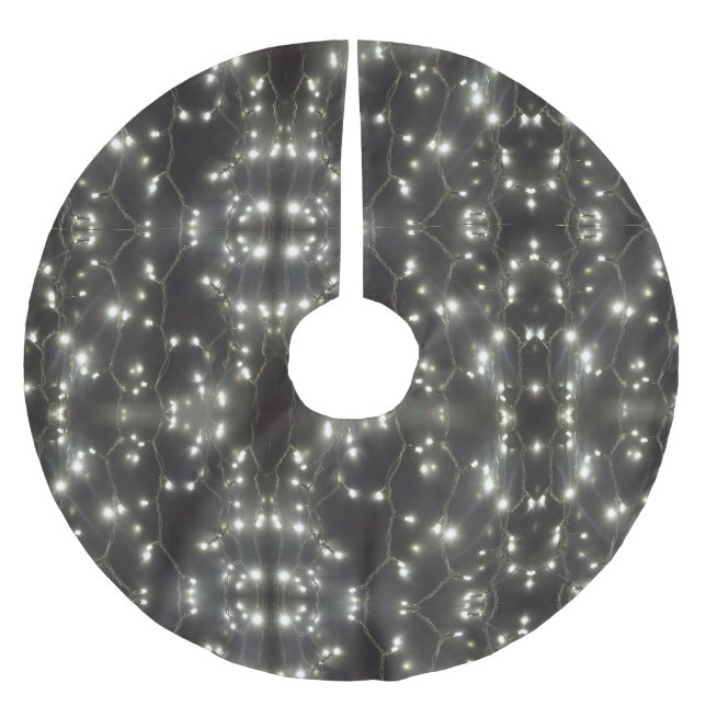 Jupon De Sapin En Polyester Brossé Jupe d'arbre brillante en argent (Devant)