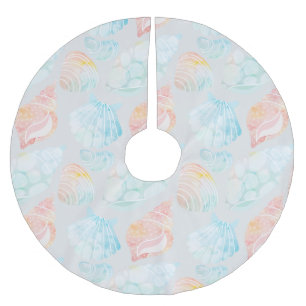 Jupon De Sapin En Polyester Brossé Jupe d'arbre de coquillage aquarelle