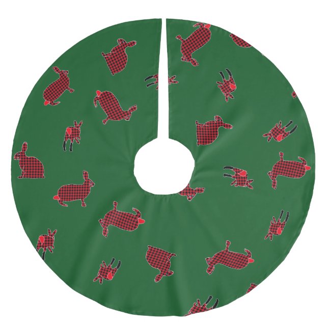Jupon De Sapin En Polyester Brossé Jupe d'arbre de lapins de bois (Devant)